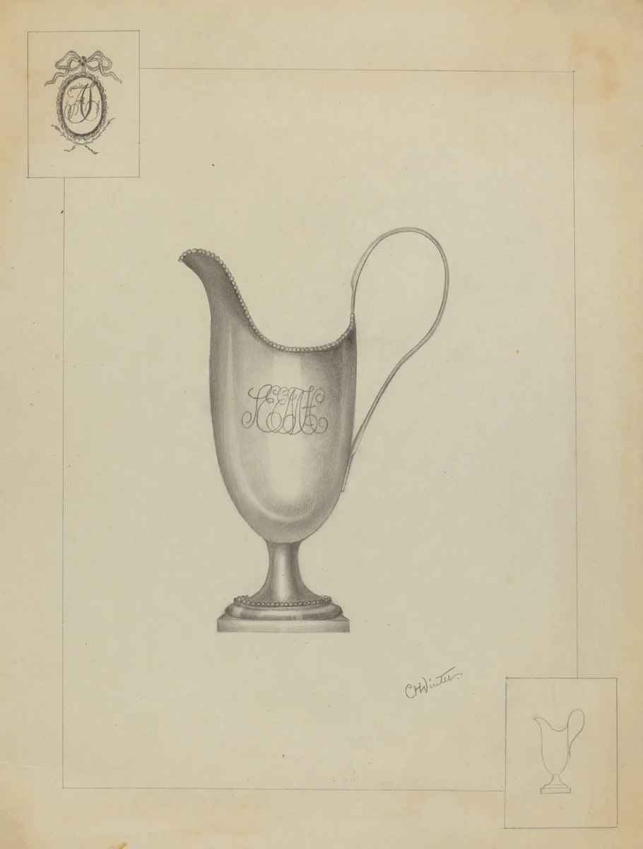 Silver Pitcher by Charlotte Winter, index of american design, 1935-1942