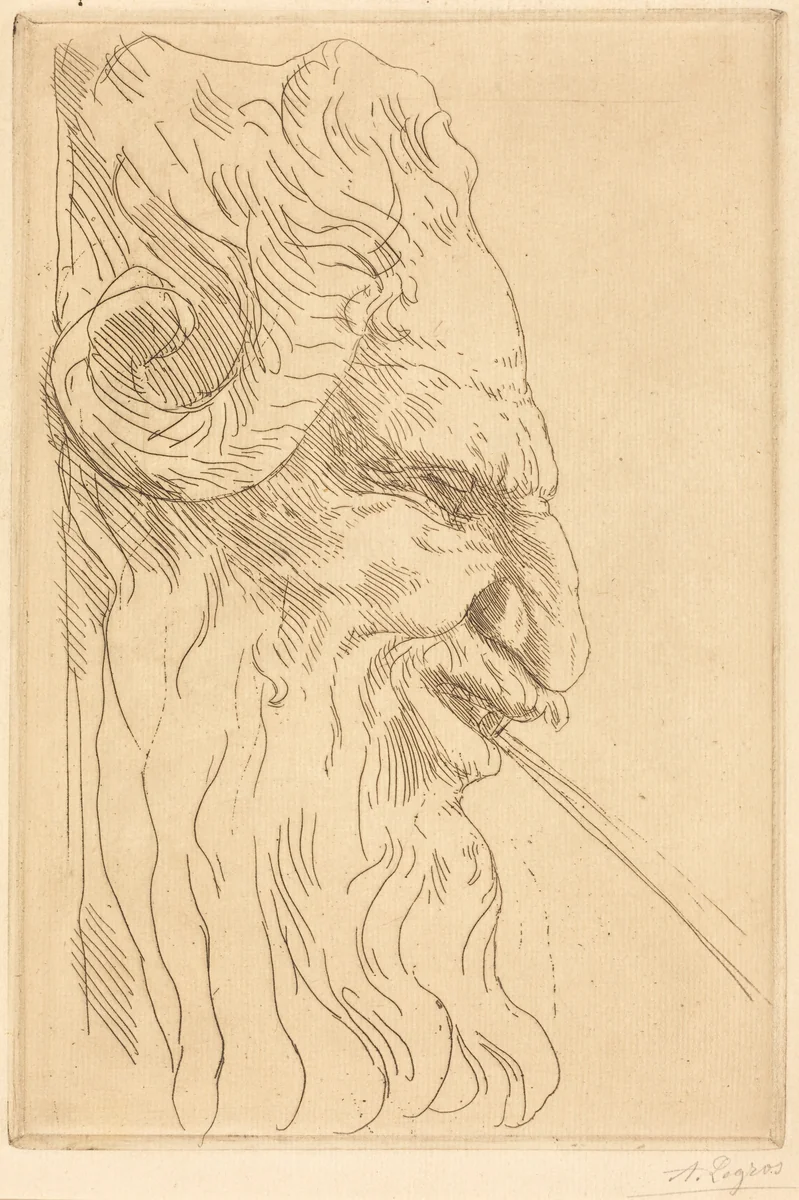 Head of a Satyr (Tete de satyre) by Alphonse Legros, print, 1837-1911