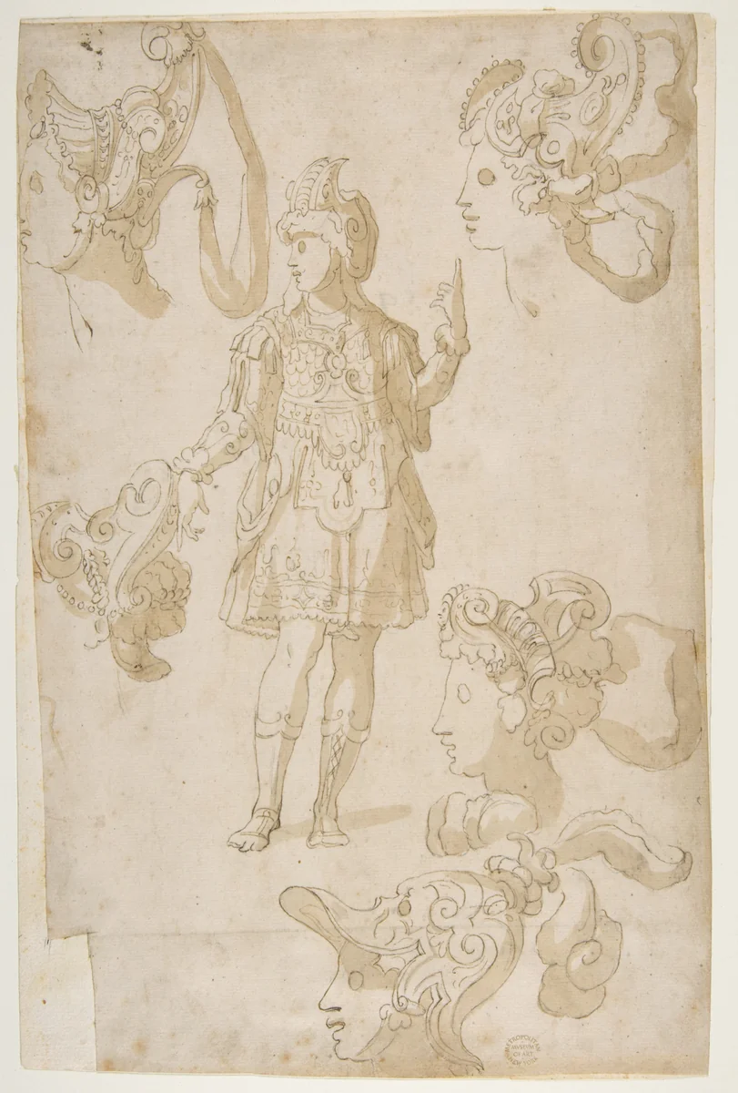 Studies for a Costume by Rosso Fiorentino, drawing, 1494-1540