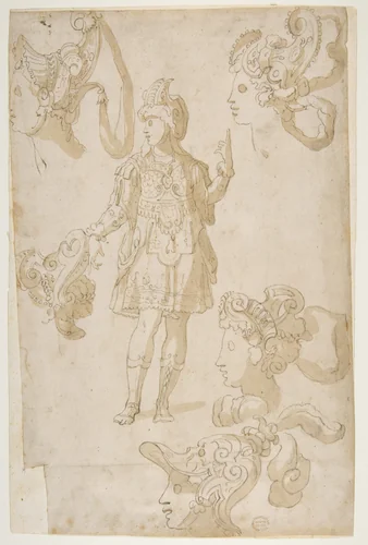 Studies for a Costume by Rosso Fiorentino, drawing, 1494-1540