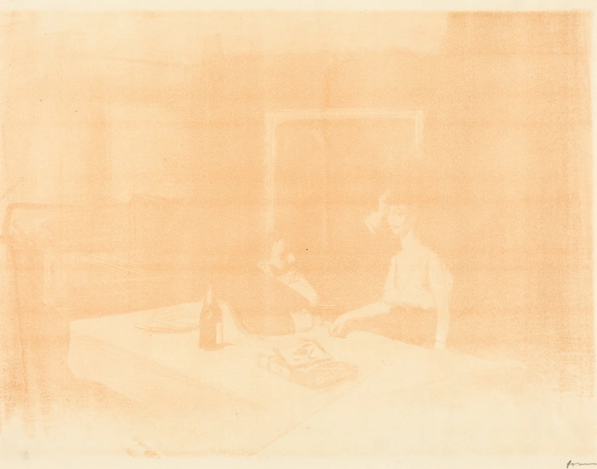 Scène de cabinet particulier (planche en largeur au lavis) (Scene in a Private Room) (horizontal plate) by Jean-Louis Forain, print, 1890-1900