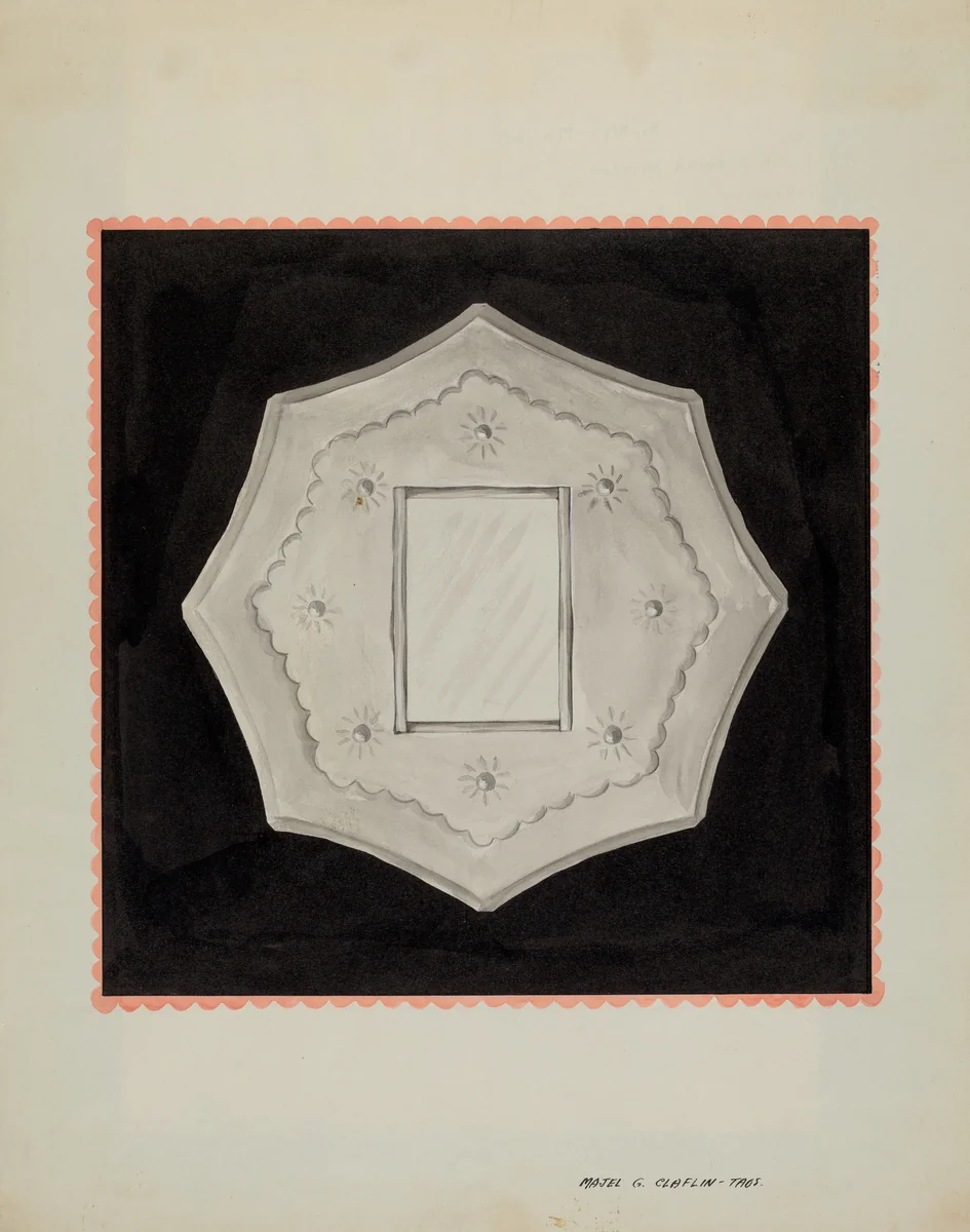 Small Tin Framed Mirror by Majel G. Claflin, index of american design, 1937