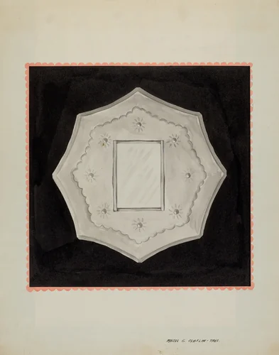Small Tin Framed Mirror by Majel G. Claflin, index of american design, 1937