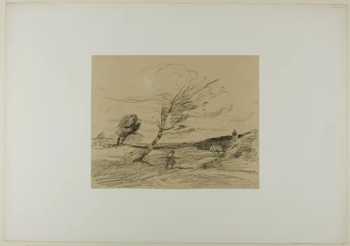 Gust of Wind by Jean-Baptiste-Camille Corot, print, 1871