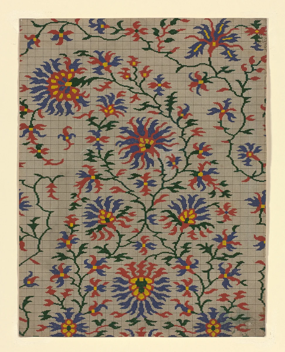 Mise-en-carte (Point-paper) by France, textile, 1760-1790