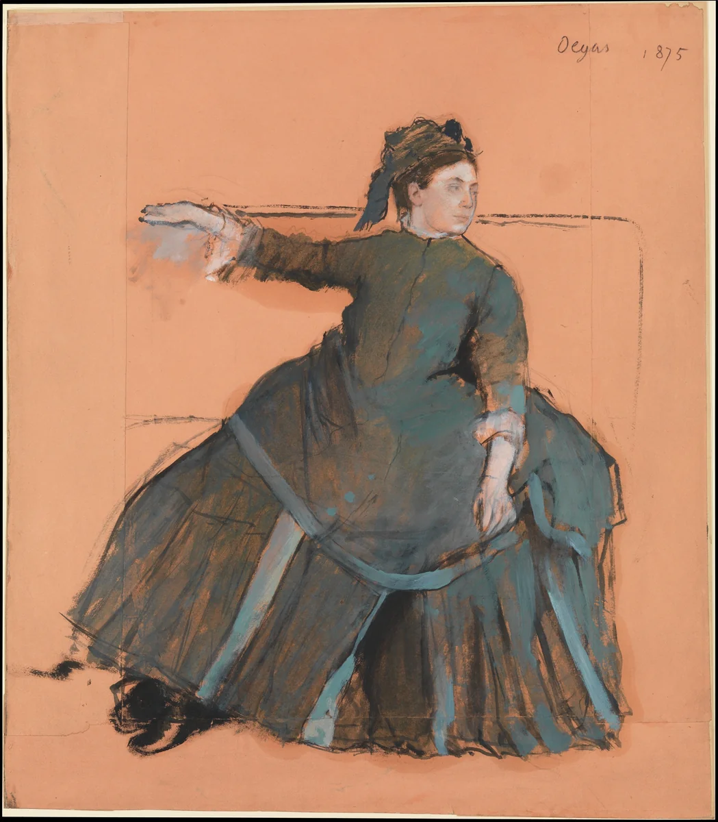 Woman on a Sofa by Edgar Degas, drawing, 1875