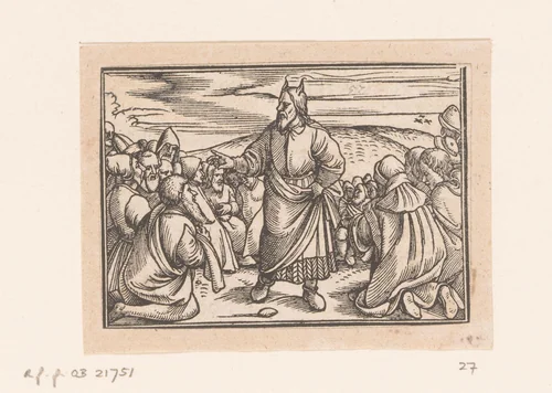 Mozes het volk berispend by anonymous, print, 1552