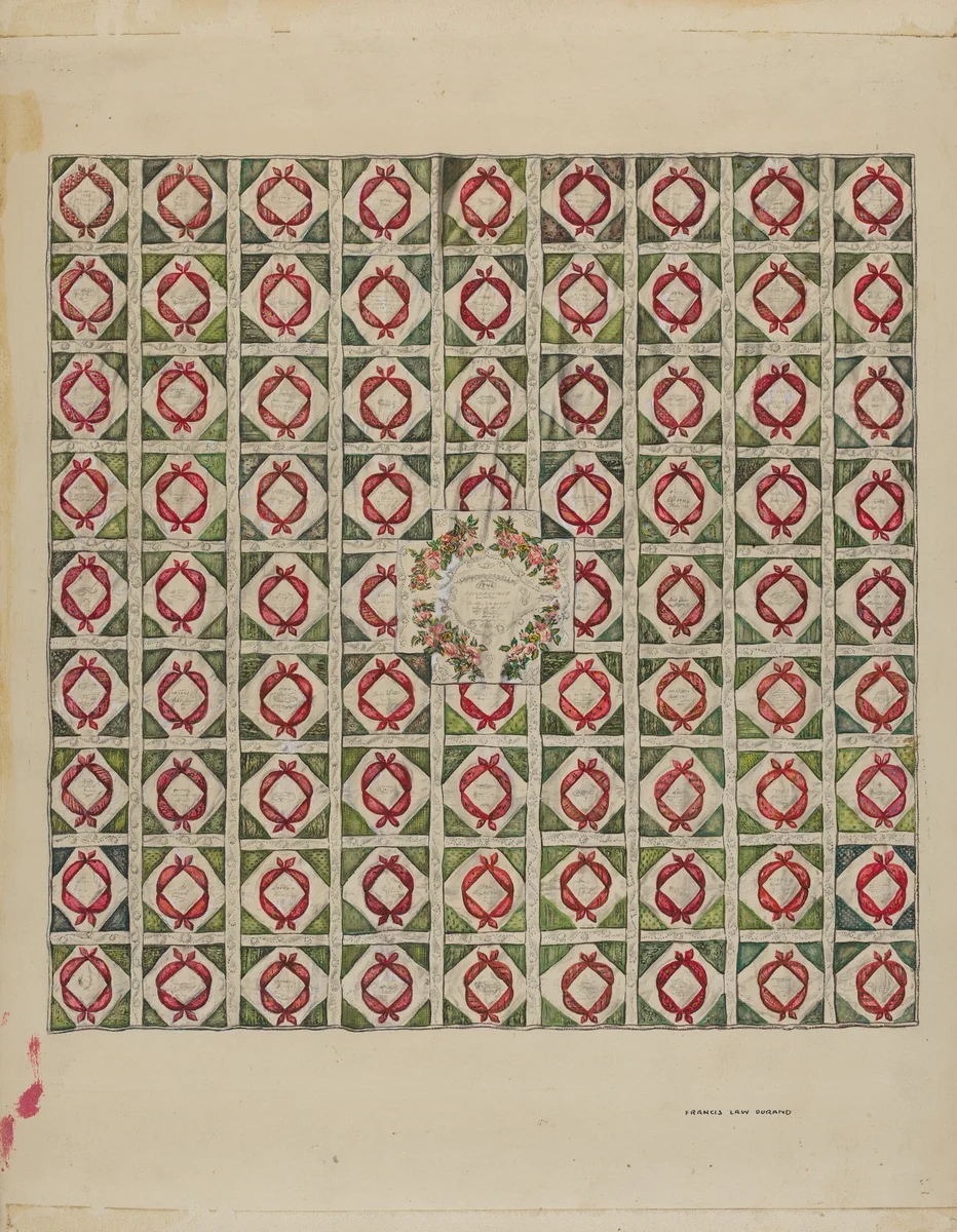 Quilt (Bed Covering) by Francis Law Durand, index of american design, 1936