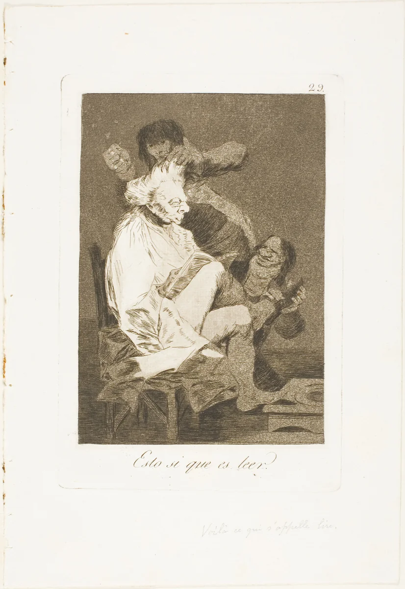 That certainly is being able to read, plate 29 from Los Caprichos by Francisco José de Goya, print, 1797-1799