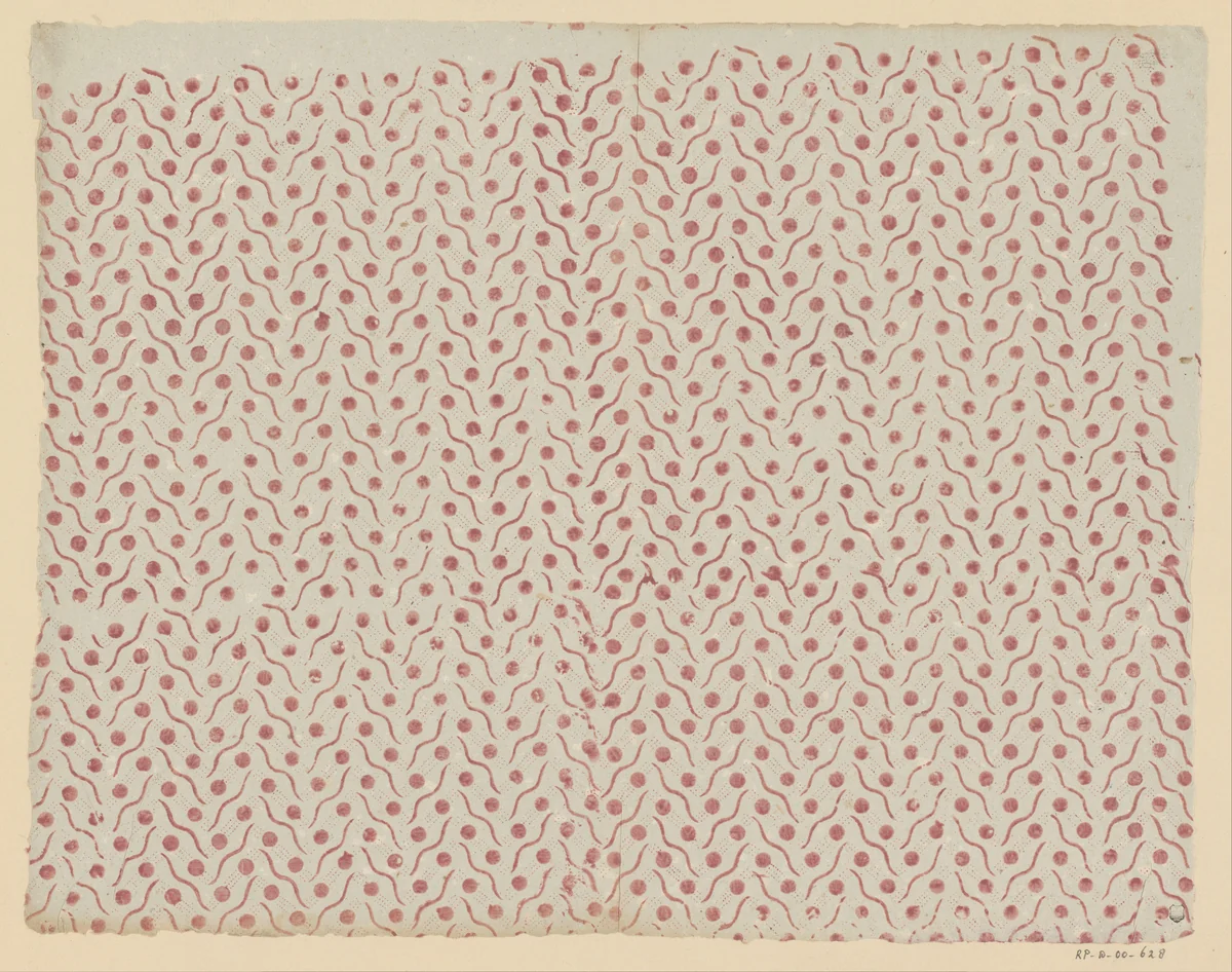 Blad met strooipatroon van stippen en kronkels by anonymous, print, 1750-1900