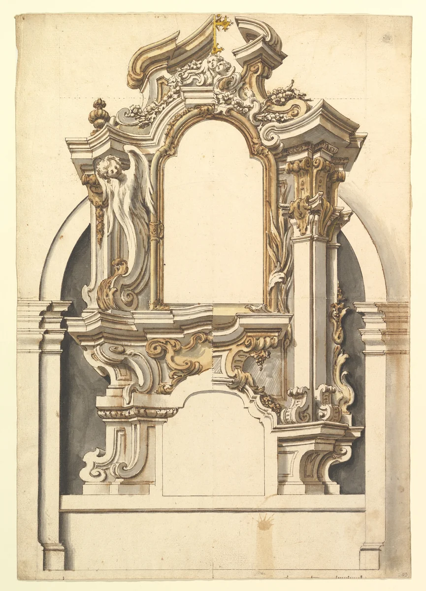 Two Alternate Designs for an Altar by anonymous, drawing, 1700-1780