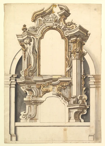 Two Alternate Designs for an Altar by anonymous, drawing, 1700-1780