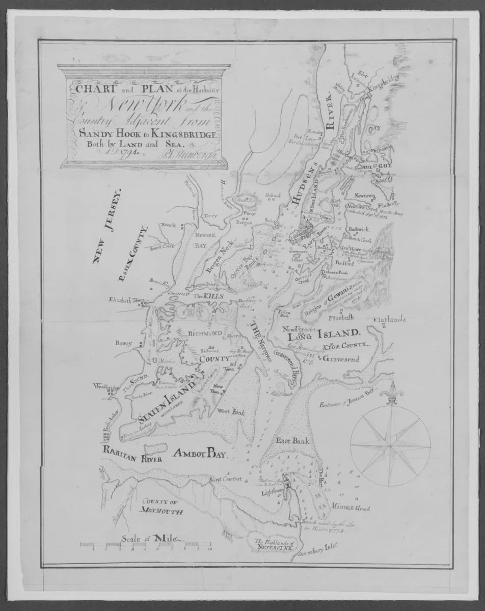 Chart and Plan of the Harbour of New York by Peter Van Steenbergh, artwork, 1794