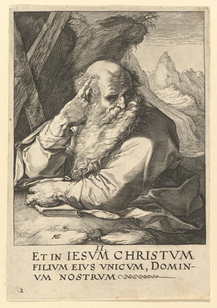 St. Andrew, from "Christ, the Apostles and St. Paul with the Creed" by Hendrick Goltzius, print, 1584-1594