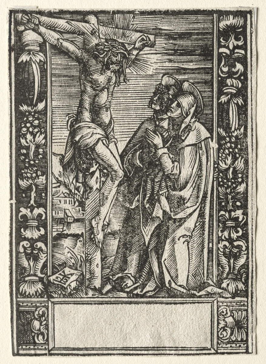 St. Mary and St. John Before the Cross by Hans Springinklee, print
