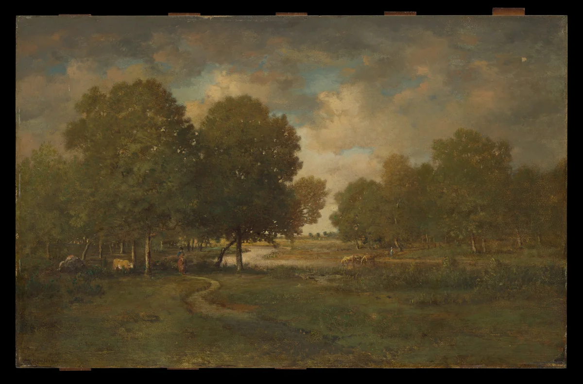 A River in a Meadow by Théodore Rousseau, painting, 1835-1845