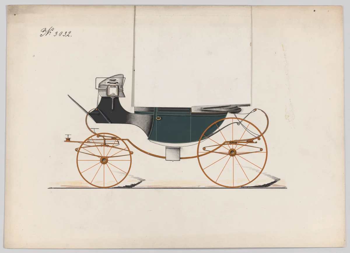 Design for Landaulet, no. 3032 by Brewster & Co., drawing, 1874