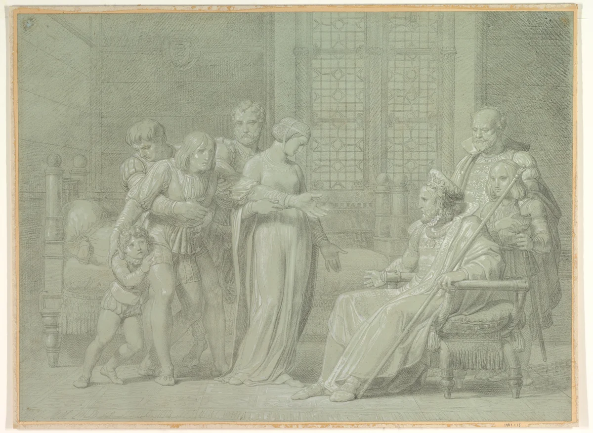 King Charles VIII of France with the Dying Gian Galeazzo Sforza at Pavia by Pelagio Palagi, drawing, 1775-1860
