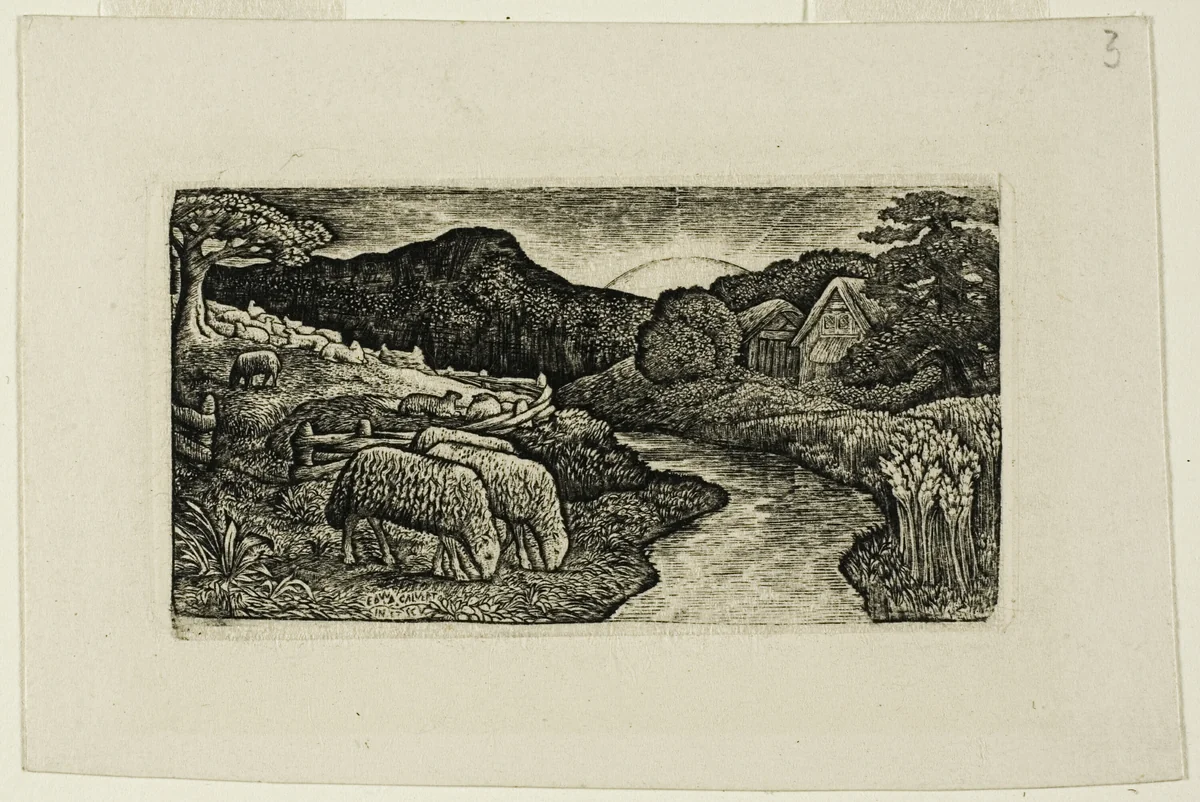 The Sheep of this Pasture by Edward Calvert, print, 1819-1883