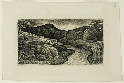 The Sheep of this Pasture by Edward Calvert, print, 1819-1883