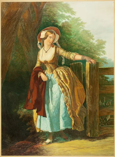The Parting Look (without Man and Box) by George Baxter, print, 1858