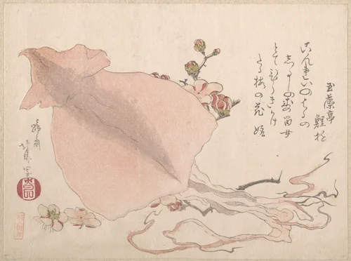 Dried Cuttle-Fish and Plum Blossoms by Teisai Hokuba (蹄斎北馬), print, 1800-1833