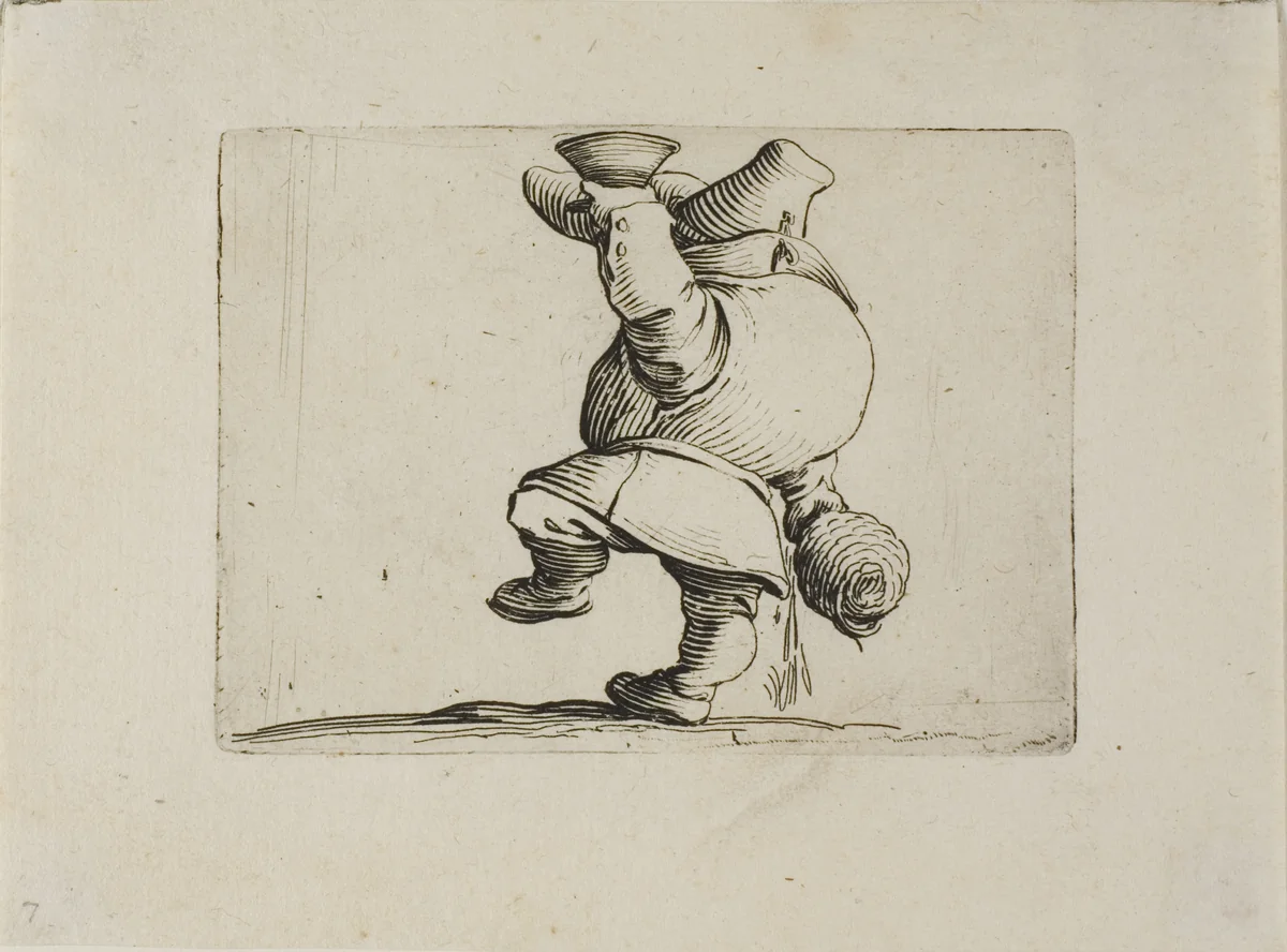 The Drinker Seen from the Back, from Varie Figure Gobbi by Jacques Callot, print, 1616
