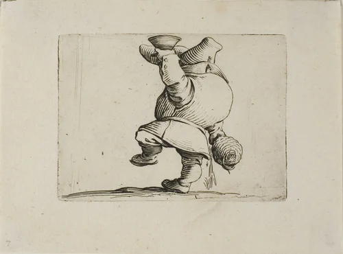 The Drinker Seen from the Back, from Varie Figure Gobbi by Jacques Callot, print, 1616