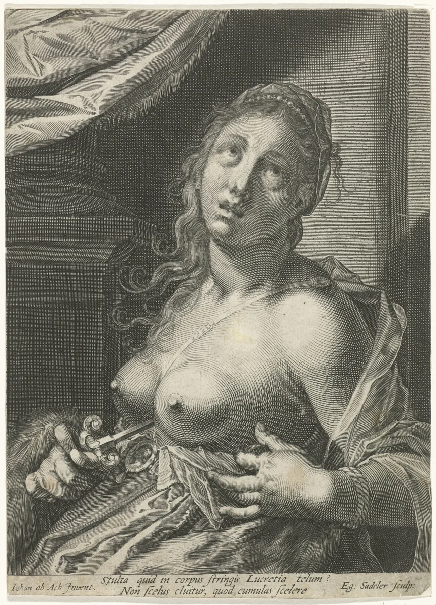 Zelfmoord van Lucretia by Unknown, print, 1580-1629