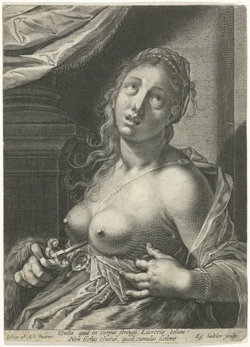 Zelfmoord van Lucretia by Unknown, print, 1580-1629