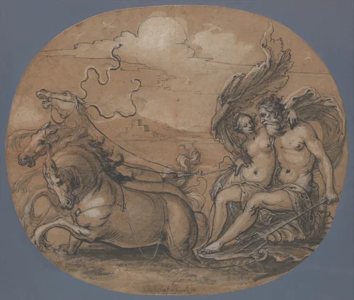 Neptune and Amphitrite by Hans Ulrich Franck, drawing, 1595-1675