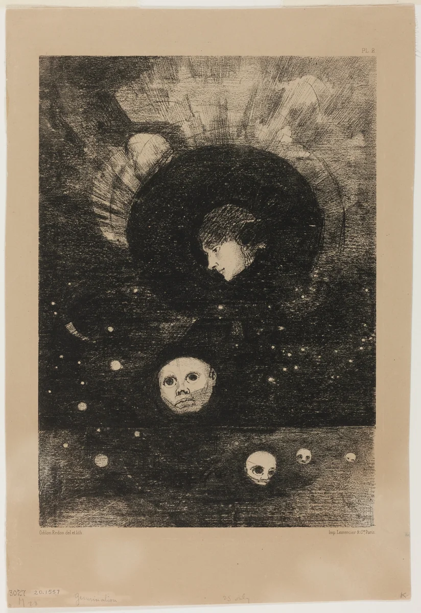 Germination, plate two from In Dreams by Odilon Redon, print, 1879