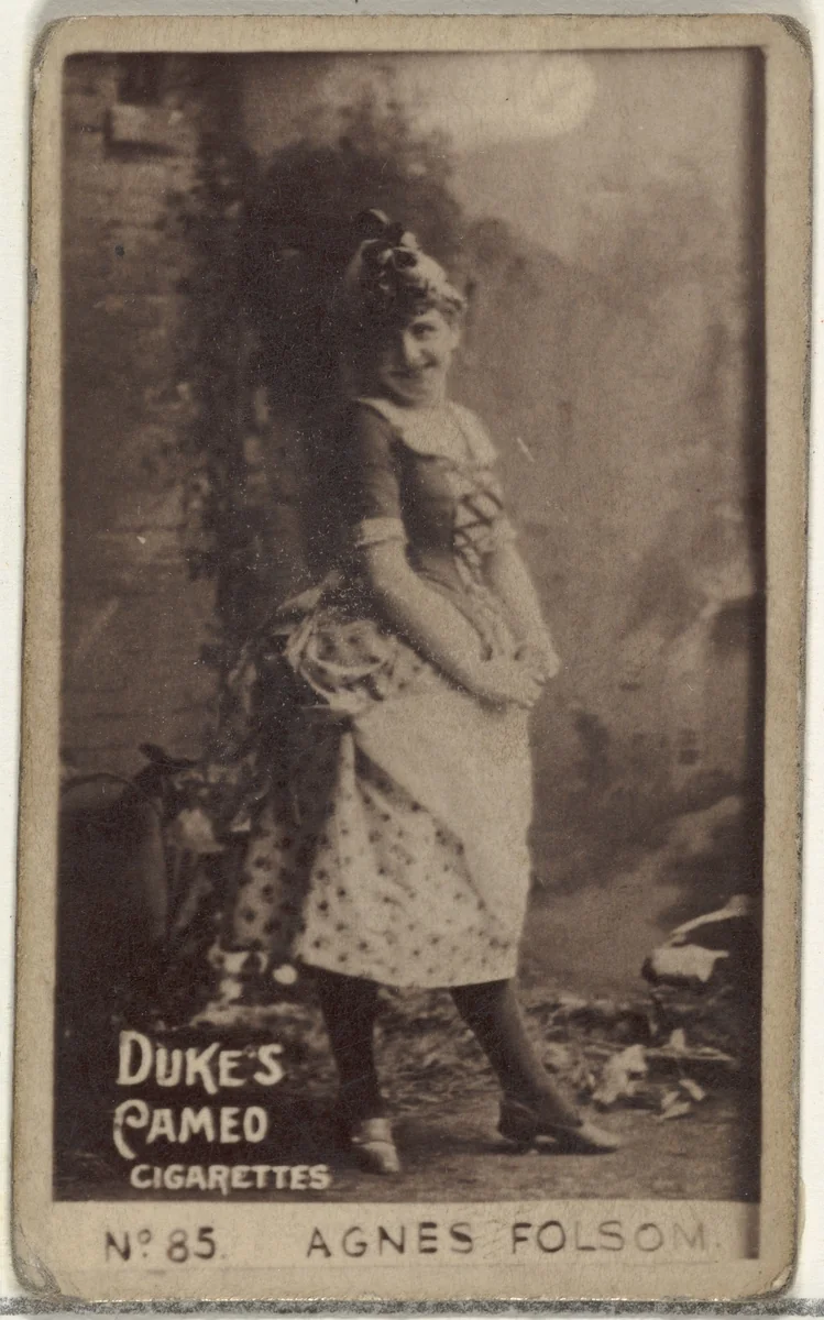 Card Number 85, Agnes Folsom, from the Actors and Actresses series (N145-4) issued by Duke Sons & Co. to promote Cameo Cigarettes by W. Duke, Sons & Co., photograph, 1880-1889