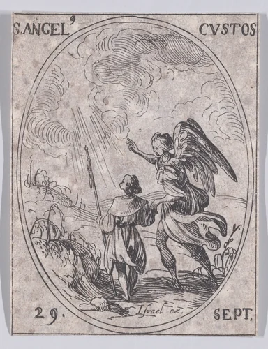 Le Saint Ange Gardien (The Guardian Angel), September 29th, from "Les Images De Tous Les Saincts et Saintes de L'Année" (Images of All of the Saints and Religious Events of the Year) by Jacques Callot, print, 1636