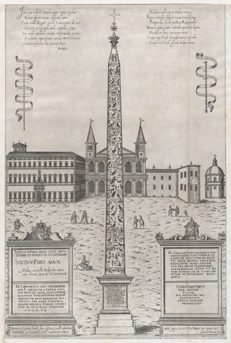 The Egyptian Obelisk of Constantine, from "Speculum Romanae Magnificentiae" by Giovanni Ambrogio Brambilla, print, 1589