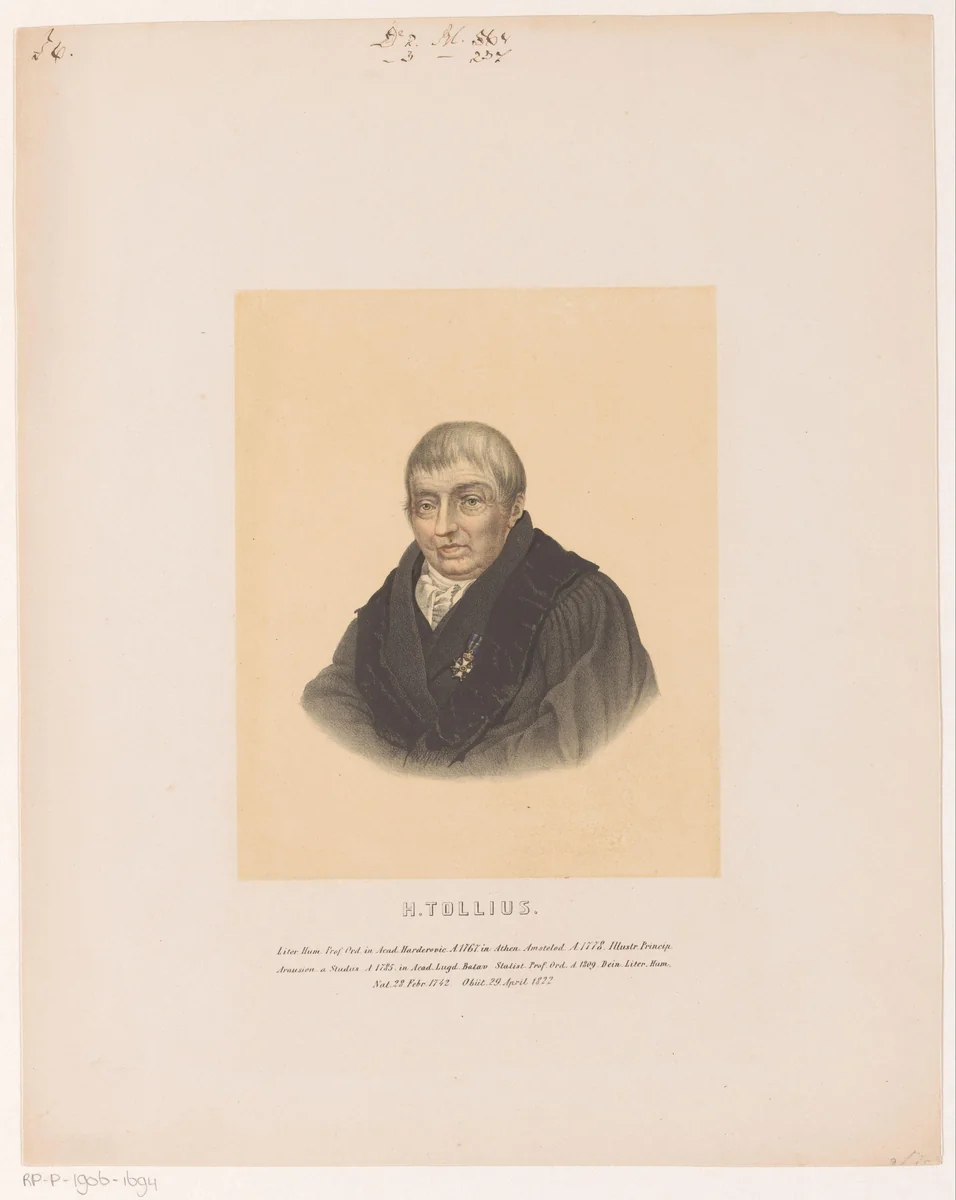 Portret van Herman Tollius by Leendert Springer, print, 1850