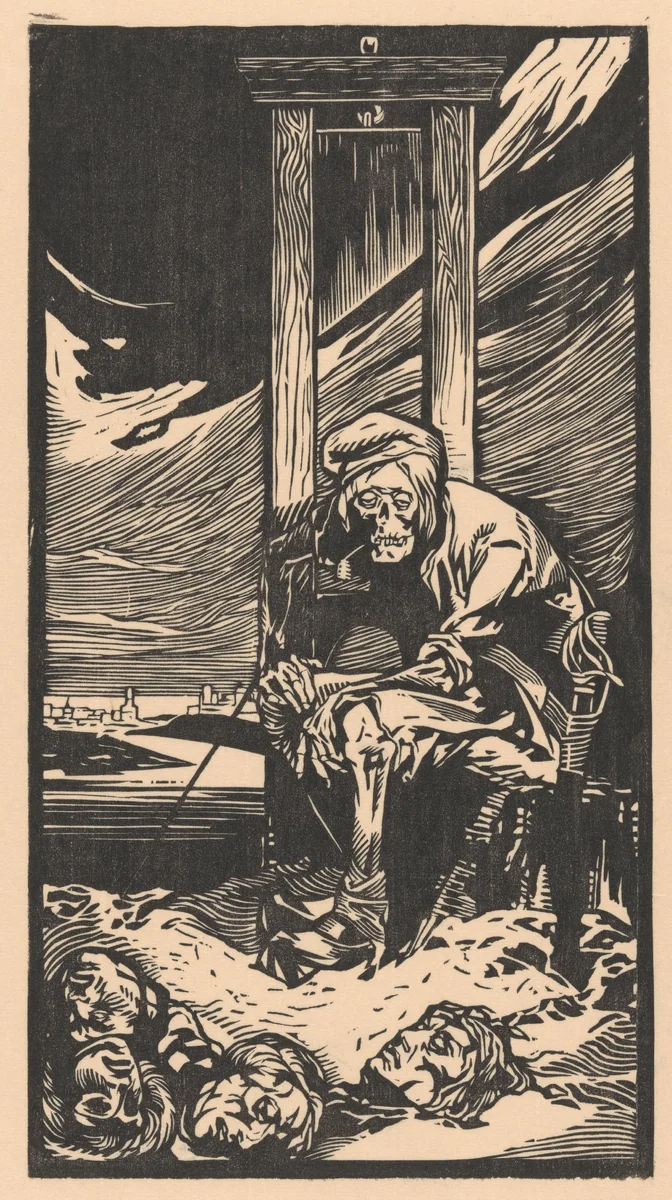 De Dood bij de guillotine by Johannes Josephus Aarts, print, 1881-1934