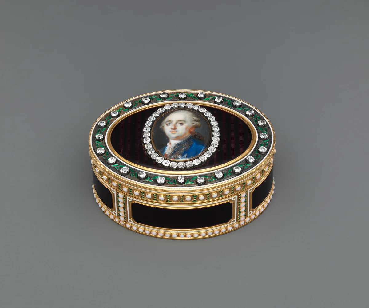 Snuffbox with portrait of Louis XVI (1754–1793), King of France by Joseph Etienne Blerzy, metalwork, 1779-1780