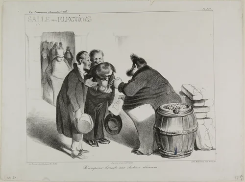A Fair Reward to Dutiful Voters, plate 404 by Honoré-Victorin Daumier, print, 1834