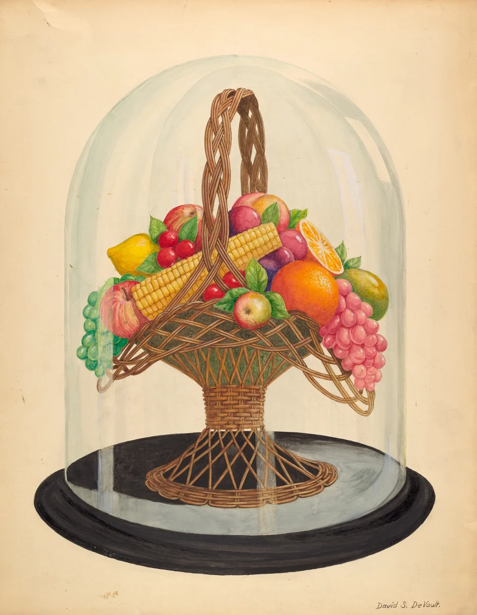 Ornament, Wax Fruit under Glass Globe by David S. De Vault, index of american design, 1935-1942