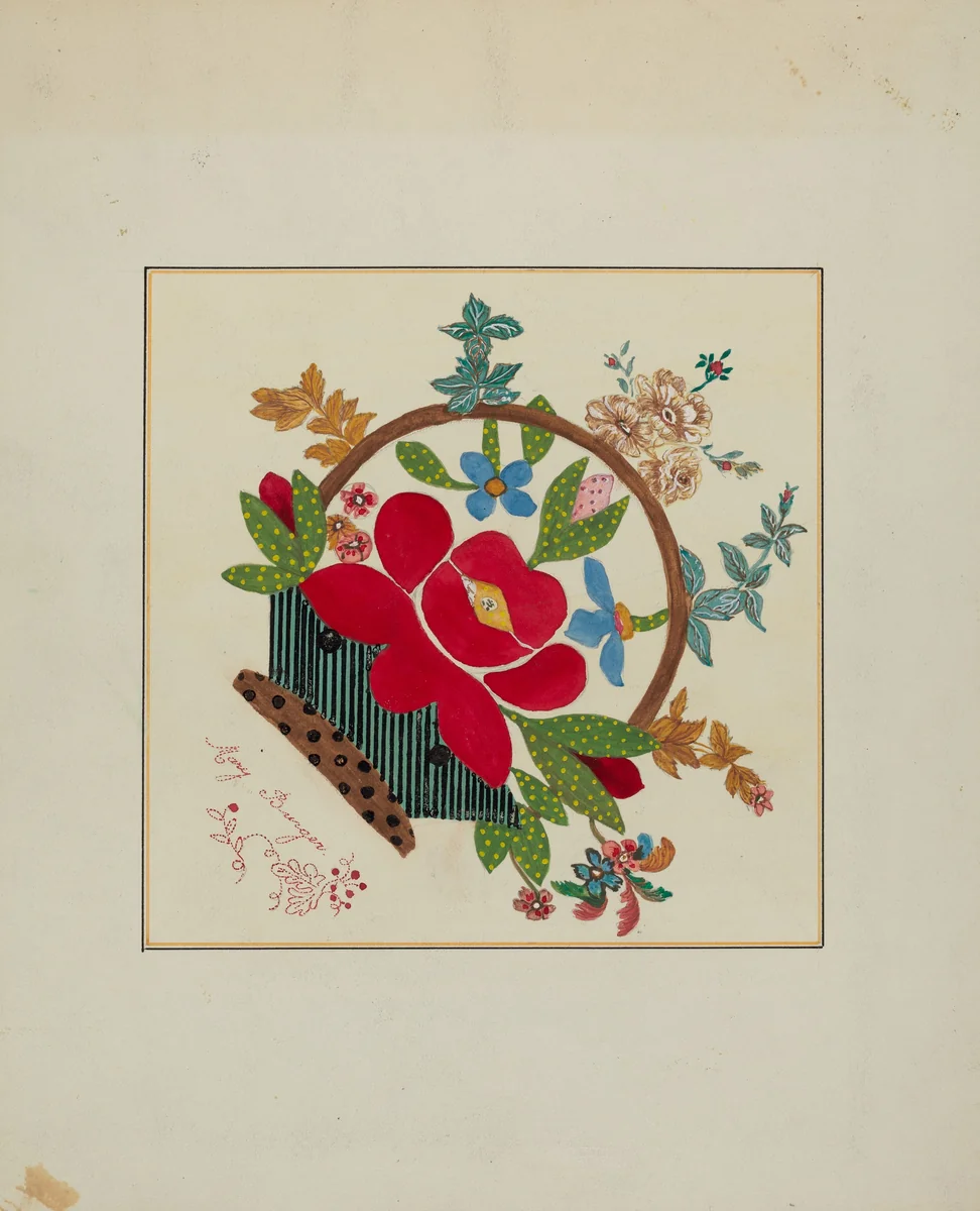 Pieced Autograph Quilt (1 Square) by Margaret Linsley; Cornelius Christoffels, index of american design, 1936