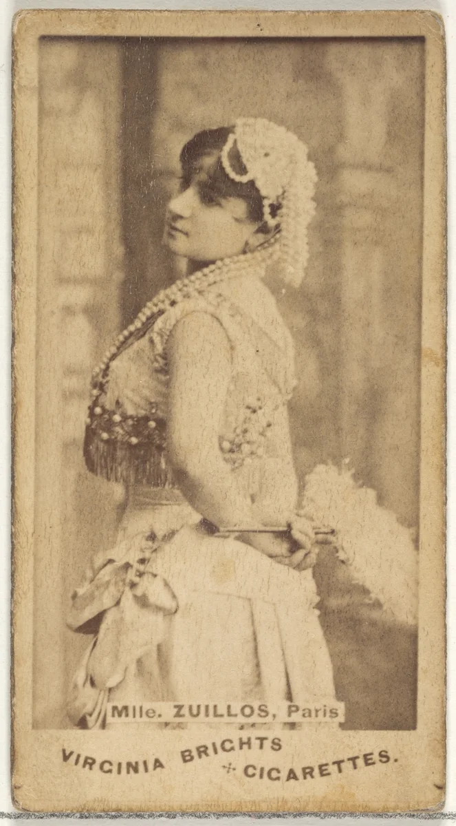 Mlle. Zuillos, Paris, from the Actors and Actresses series (N45, Type 1) for Virginia Brights Cigarettes by Allen & Ginter, photograph, 1885-1891