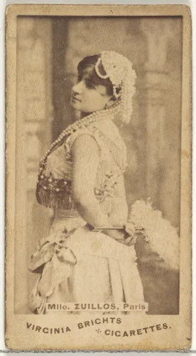 Mlle. Zuillos, Paris, from the Actors and Actresses series (N45, Type 1) for Virginia Brights Cigarettes by Allen & Ginter, photograph, 1885-1891