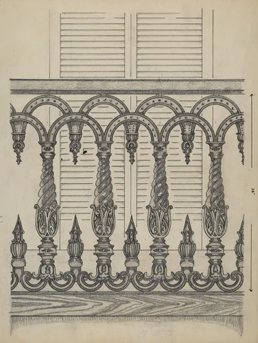 Cast Iron Balcony Rail by Thomas Byrne, index of american design, 1936