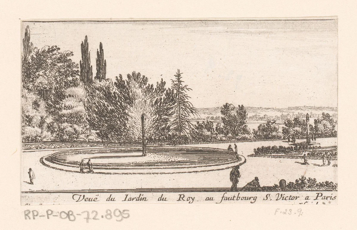 Gezicht op de koninklijke tuinen in Saint-Victor by Israël Silvestre, print, 1631-1661