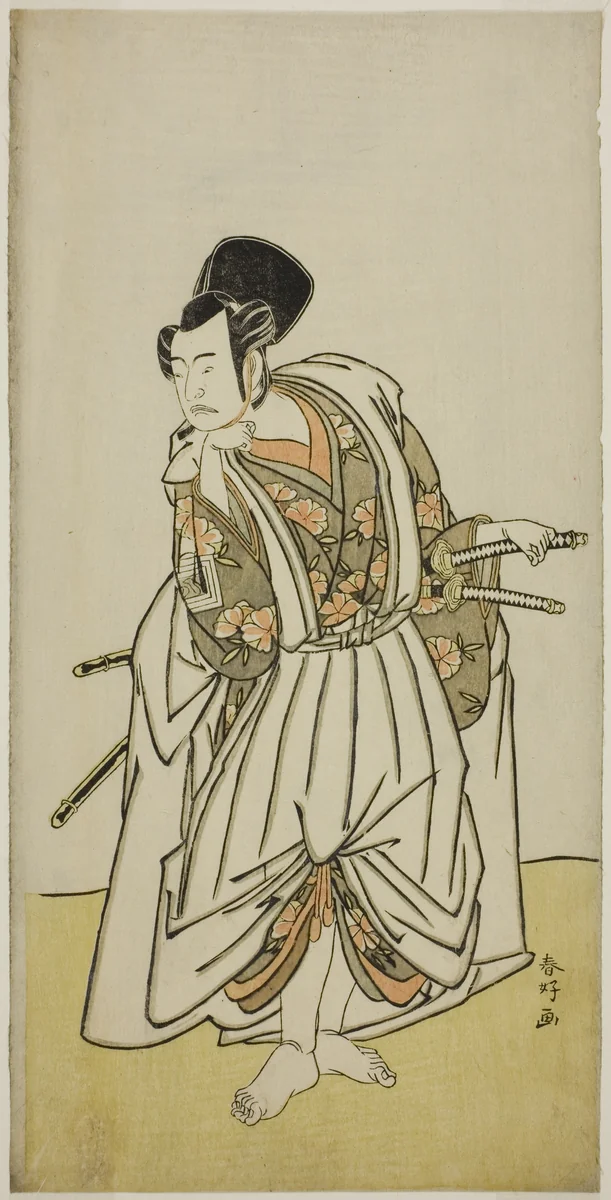The Actor Ichikawa Yaozo II as Sakura-maru in the Play Sugawara Denju Tenarai Kagami, Performed at the Ichimura Theater in the Seventh Month, 1776 by Katsukawa Shunko, print, 1771-1781
