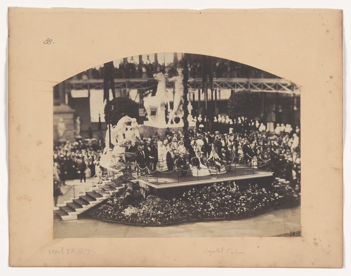 The Visit of the Emperor and Empress to the Crystal Palace by Philip Henry Delamotte, photograph, 1855