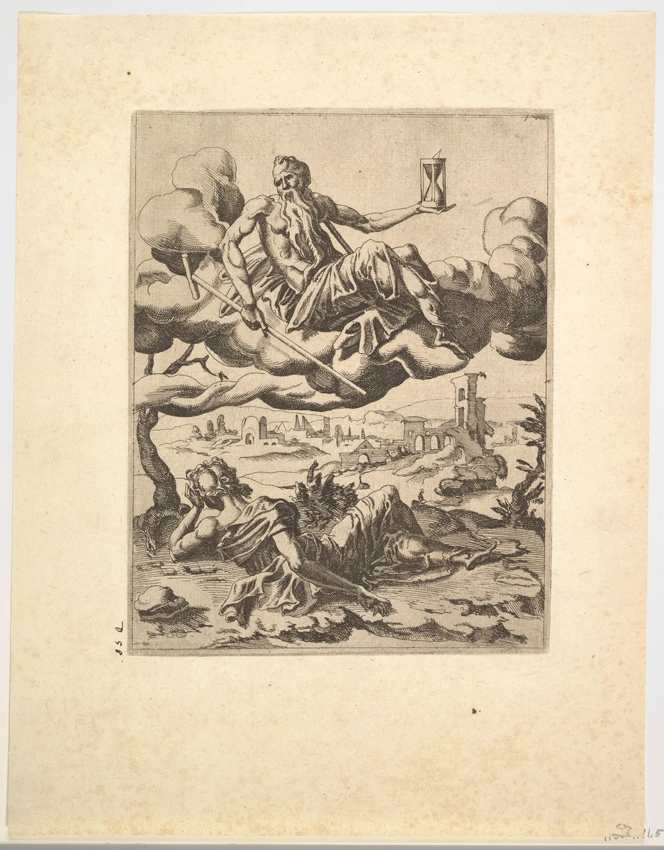 The Triumph of Time from The Triumphs of Petrarch by Dirck Volckertsz. Coornhert, print, 1543-1553