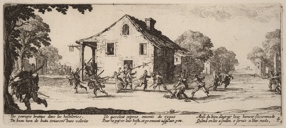 Scene of Pillage by Gerrit van Schagen; Jacques Callot, print, 1637-1647
