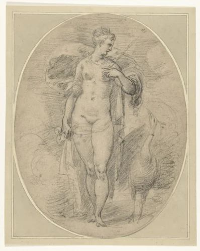 Staande Juno by Hendrick Goltzius, drawing, 1600-1617